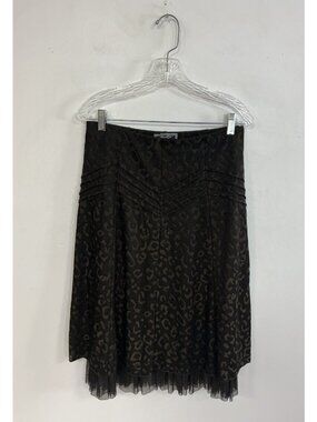 Brown Velvet Burnout Skirt Tiered Fairy Womens Large